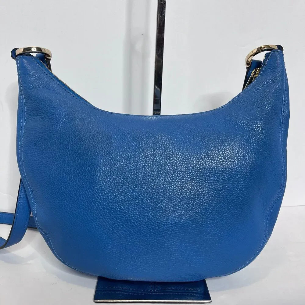 Michael Kors Rhea Heritage Blue Crescent Hobo Crossbody Bag
